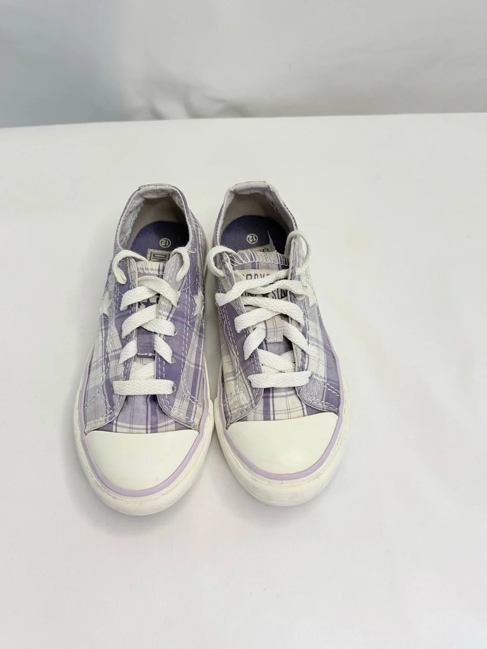 Converse One Star Kids Size 12 Purple Plaid Low-Top Sneakers GUC